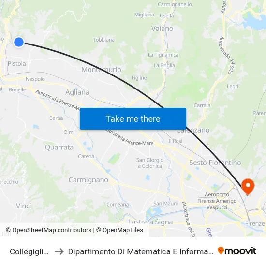 Collegigliato [2] to Department of Mathematics and Computer Science "Ulisse Dini" map