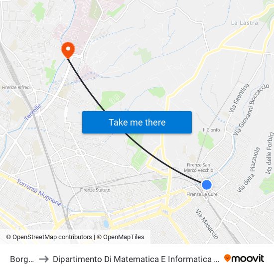 Borghini to Dipartimento Di Matematica E Informatica ""Ulisse Dini"" map