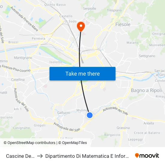 Cascine Del Riccio to Dipartimento Di Matematica E Informatica "Ulisse Dini" map