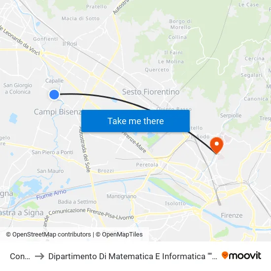 Borders to Department of Mathematics and Computer Science "Ulisse Dini" map