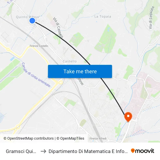 Gramsci Quinto Basso to Department of Mathematics and Computer Science "Ulisse Dini" map
