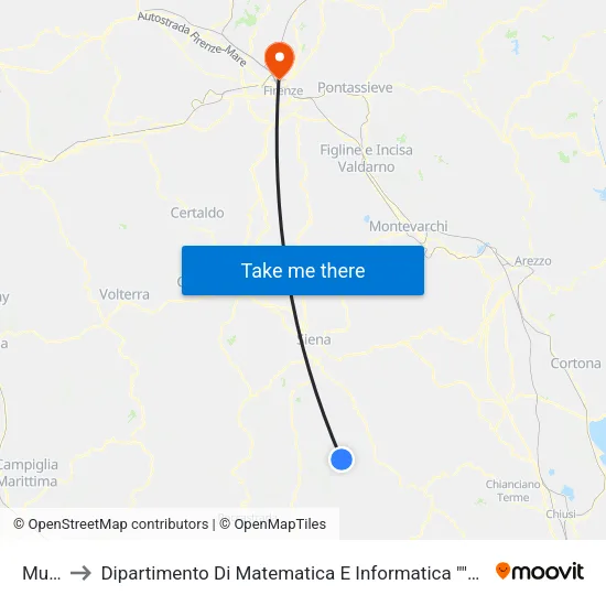 Murlo to Dipartimento Di Matematica E Informatica "Ulisse Dini" map