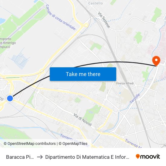 Baracca Pistoiese to Dipartimento Di Matematica E Informatica ""Ulisse Dini"" map