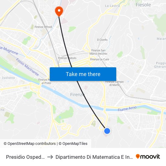 Presidio Ospedaliero Palagi to Dipartimento Di Matematica E Informatica ""Ulisse Dini"" map