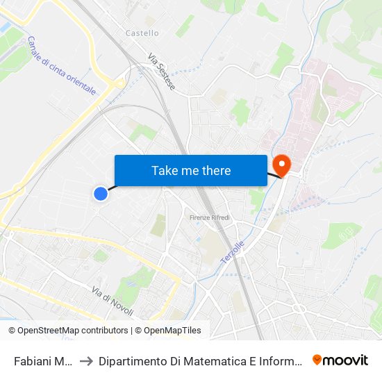 Fabiani Mercafir to Dipartimento Di Matematica E Informatica ""Ulisse Dini"" map