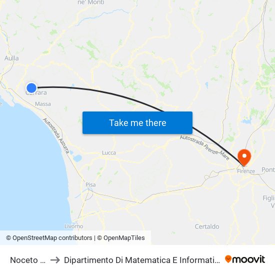 Noceto Bivio to Dipartimento Di Matematica E Informatica ""Ulisse Dini"" map