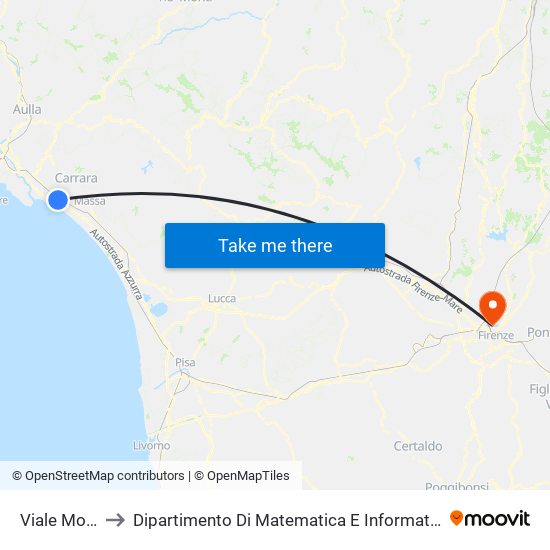 Viale Monzoni to Dipartimento Di Matematica E Informatica ""Ulisse Dini"" map