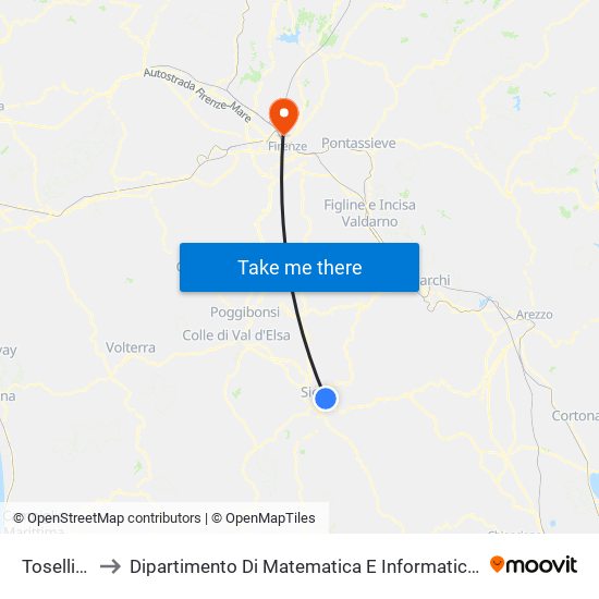 Toselli 106 to Dipartimento Di Matematica E Informatica ""Ulisse Dini"" map