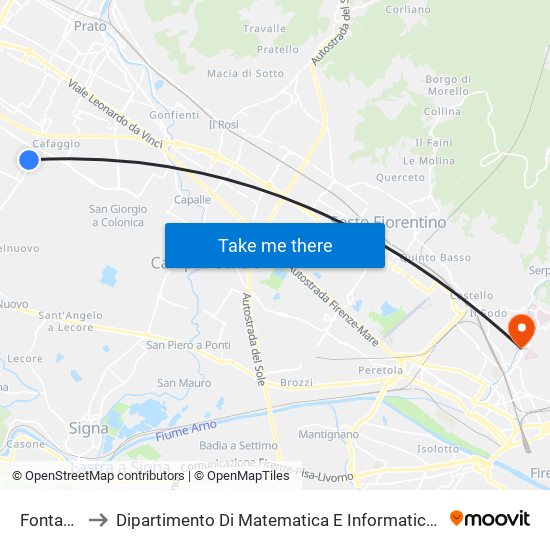 Fontanelle to Dipartimento Di Matematica E Informatica ""Ulisse Dini"" map