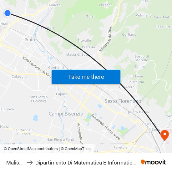 Maliseti 6 to Dipartimento Di Matematica E Informatica ""Ulisse Dini"" map