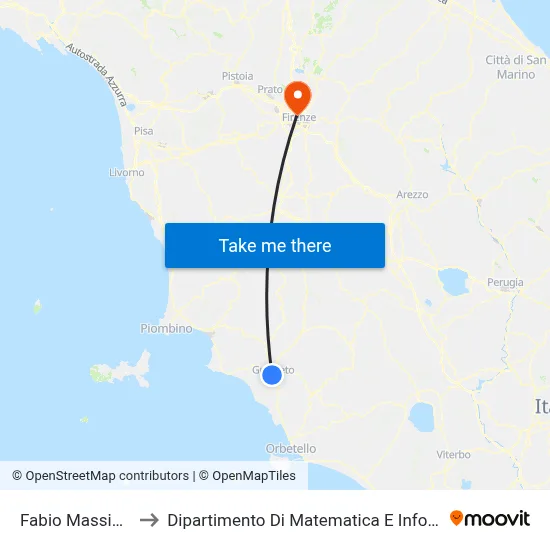 Fabio Massimo Parioli to Department of Mathematics and Computer Science "Ulisse Dini" map