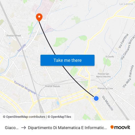 Giacomini to Dipartimento Di Matematica E Informatica ""Ulisse Dini"" map