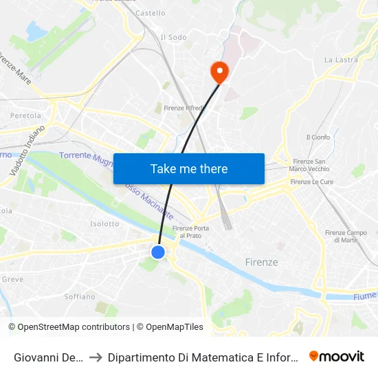Giovanni Della Casa to Dipartimento Di Matematica E Informatica "Ulisse Dini" map