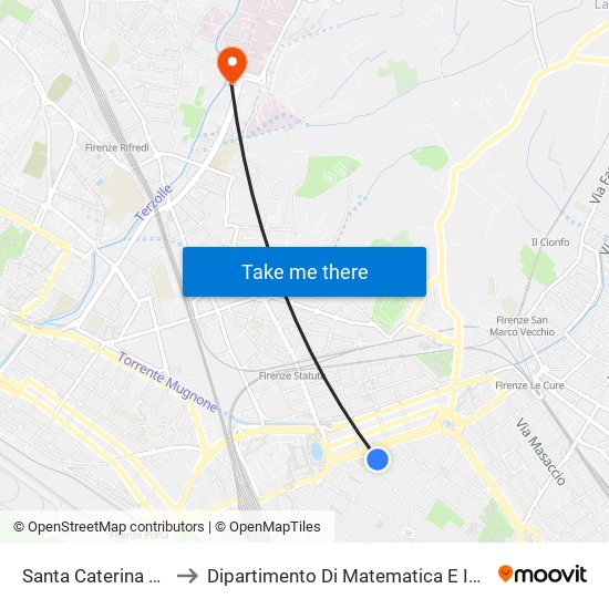 Santa Caterina D'Alessandria to Dipartimento Di Matematica E Informatica ""Ulisse Dini"" map