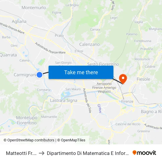 Matteotti  Fr. Superal to Dipartimento Di Matematica E Informatica ""Ulisse Dini"" map
