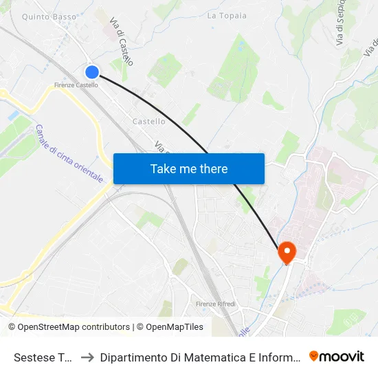 Sestese Terminus to Department of Mathematics and Computer Science "Ulisse Dini" map