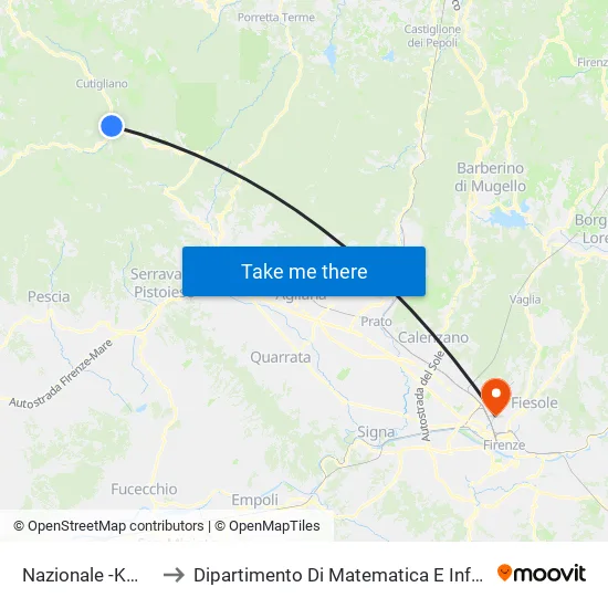 Nazionale -Km 67,230 /A to Dipartimento Di Matematica E Informatica ""Ulisse Dini"" map
