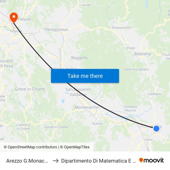 Arezzo G.Monaco (Lato Galleria) to Dipartimento Di Matematica E Informatica ""Ulisse Dini"" map