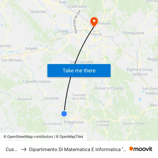 Cusona to Dipartimento Di Matematica E Informatica "Ulisse Dini" map