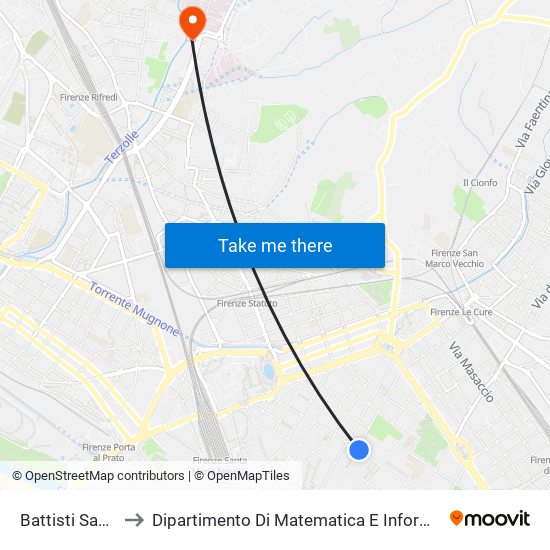 Battisti San Marco to Dipartimento Di Matematica E Informatica ""Ulisse Dini"" map