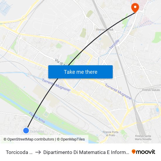 Torcicoda Platani to Dipartimento Di Matematica E Informatica ""Ulisse Dini"" map