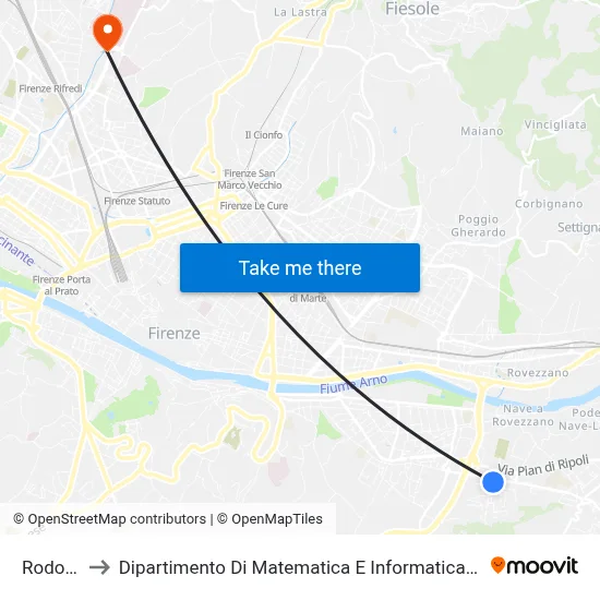 Rodolico to Department of Mathematics and Computer Science "Ulisse Dini" map