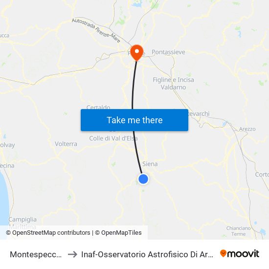 Montespecchio to Inaf-Osservatorio Astrofisico Di Arcetri map