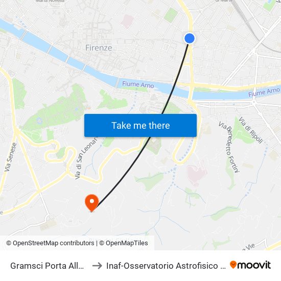 Gramsci Porta Alla Croce to Inaf-Osservatorio Astrofisico Di Arcetri map