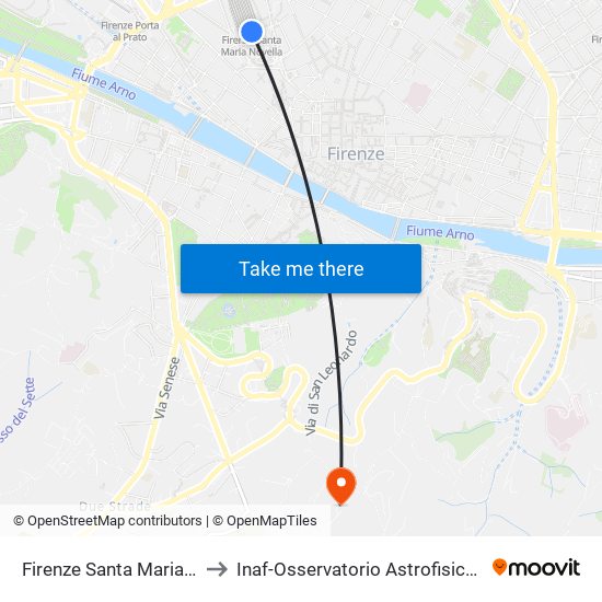 Firenze Santa Maria Novella to Inaf-Osservatorio Astrofisico Di Arcetri map
