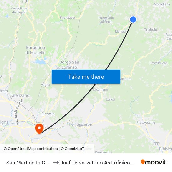 San Martino In Gattara to Inaf-Osservatorio Astrofisico Di Arcetri map