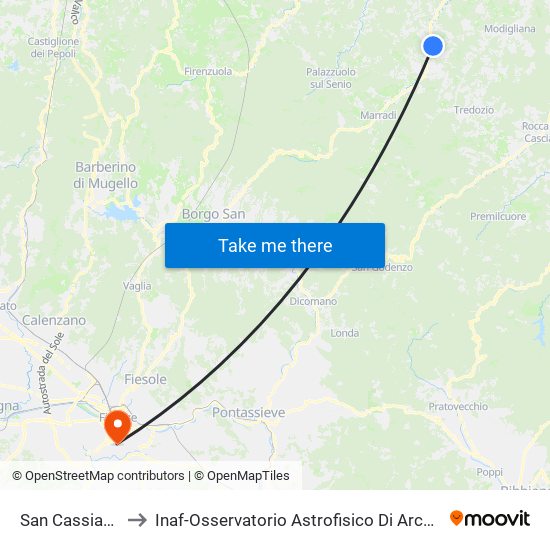 San Cassiano to Inaf-Osservatorio Astrofisico Di Arcetri map