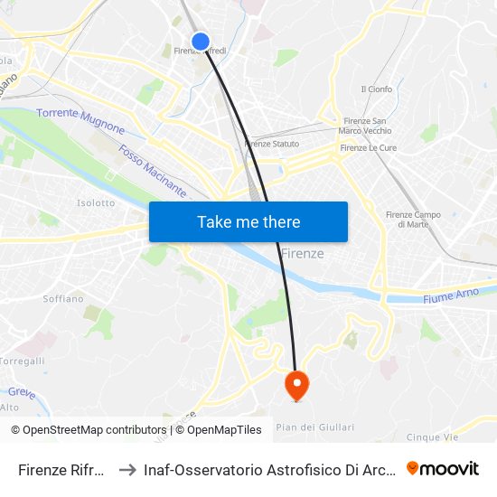 Firenze Rifredi to Inaf-Osservatorio Astrofisico Di Arcetri map