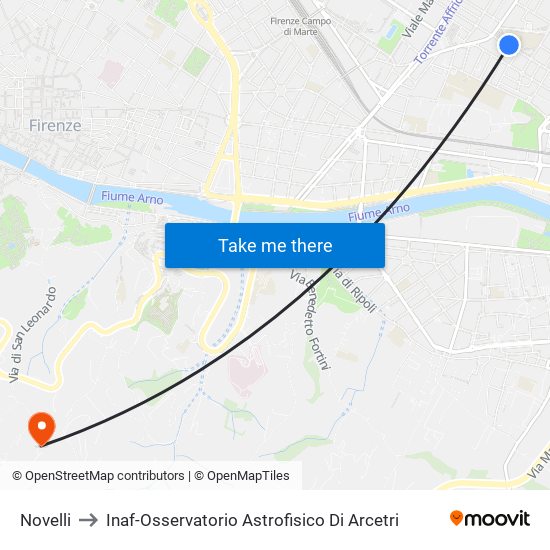 Novelli to Inaf-Osservatorio Astrofisico Di Arcetri map