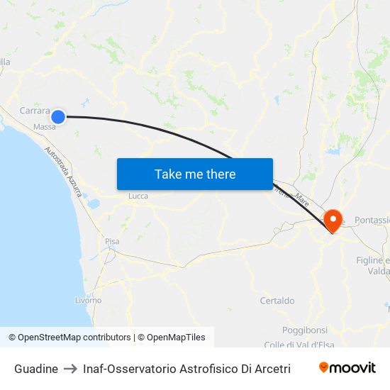 Guadine to Inaf-Osservatorio Astrofisico Di Arcetri map
