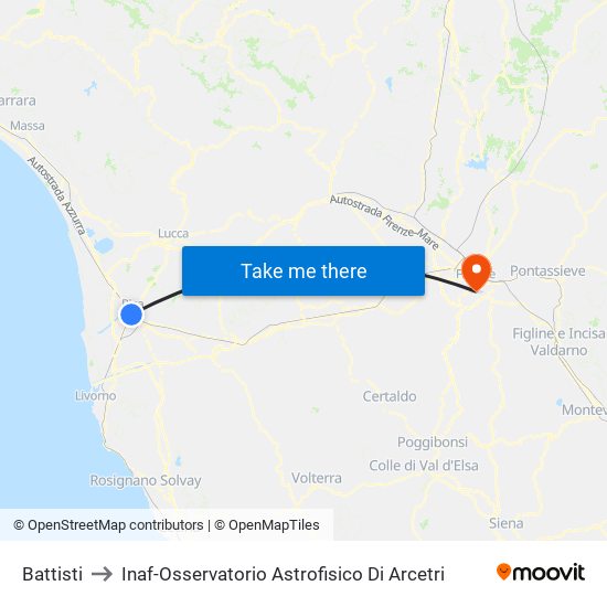 Battisti to Inaf-Osservatorio Astrofisico Di Arcetri map