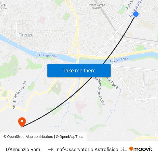 D'Annunzio Ramazzini to Inaf-Osservatorio Astrofisico Di Arcetri map