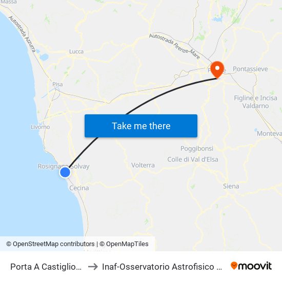 Porta A Castiglioncello to Inaf-Osservatorio Astrofisico Di Arcetri map