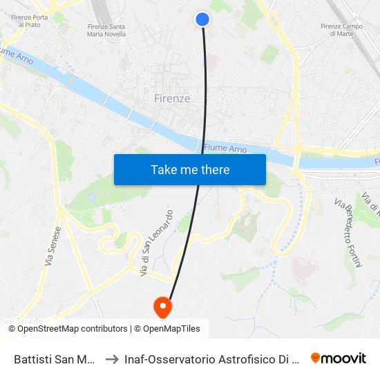 Battisti San Marco to Inaf-Osservatorio Astrofisico Di Arcetri map