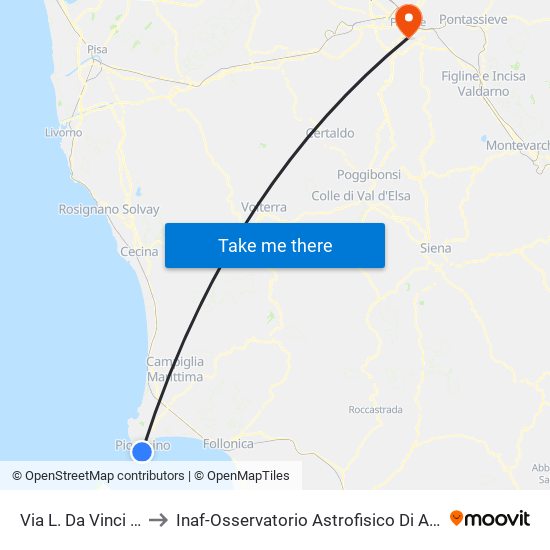 Via L. Da Vinci Ext to Inaf-Osservatorio Astrofisico Di Arcetri map