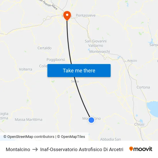 Montalcino to INAF-Arcetri Astrophysical Observatory map