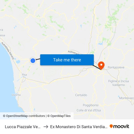 Lucca Piazzale Verdi to Ex Monastero Di Santa Verdiana map