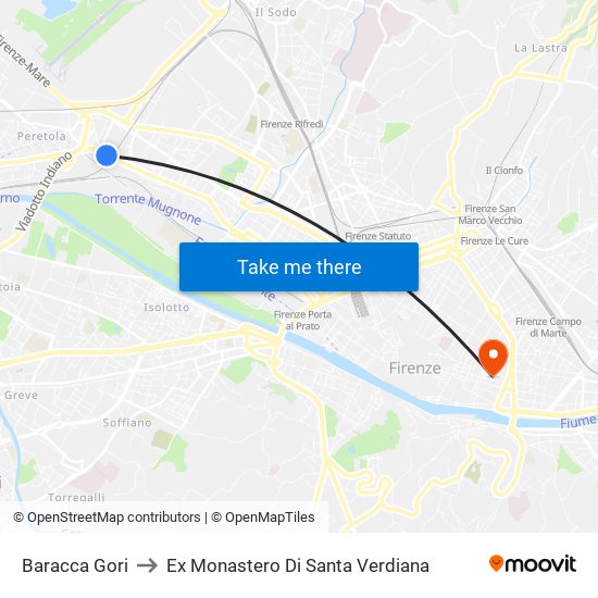 Baracca Gori to Ex Monastero Di Santa Verdiana map