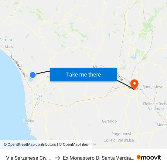 Via Sarzanese Civ.62 to Ex Monastero Di Santa Verdiana map