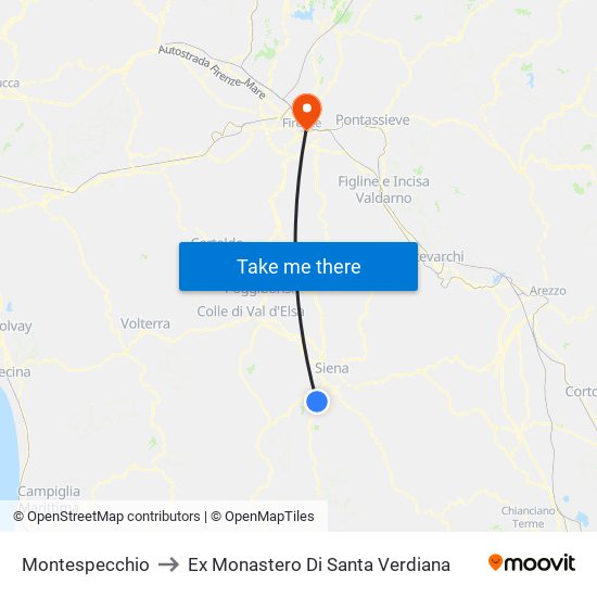 Montespecchio to Ex Monastero Di Santa Verdiana map