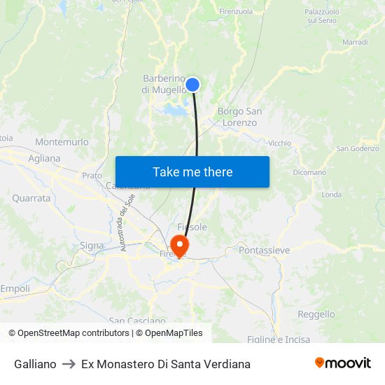 Galliano to Ex Monastero Di Santa Verdiana map