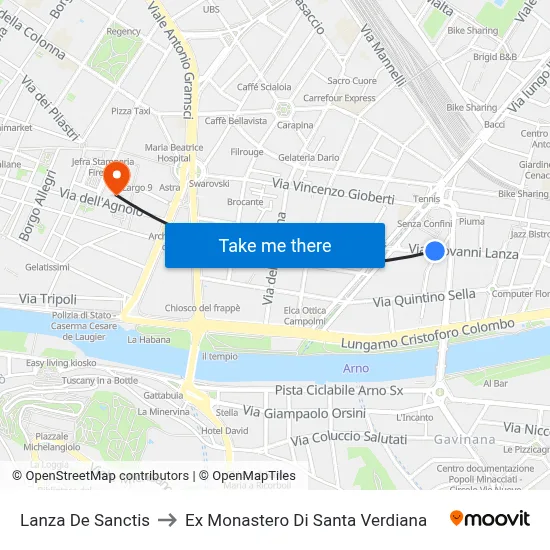 Lanza De Sanctis to Former Monastery of Santa Verdiana map