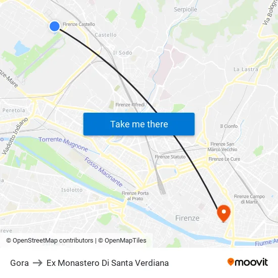 Gora to Former Monastery of Santa Verdiana map