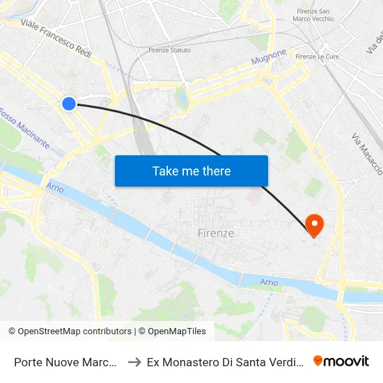 Porte Nuove Marcello to Former Monastery of Santa Verdiana map