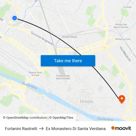 Forlanini Rastrelli to Former Monastery of Santa Verdiana map