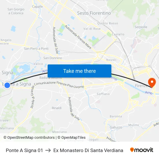 Ponte A Signa 01 to Former Monastery of Santa Verdiana map